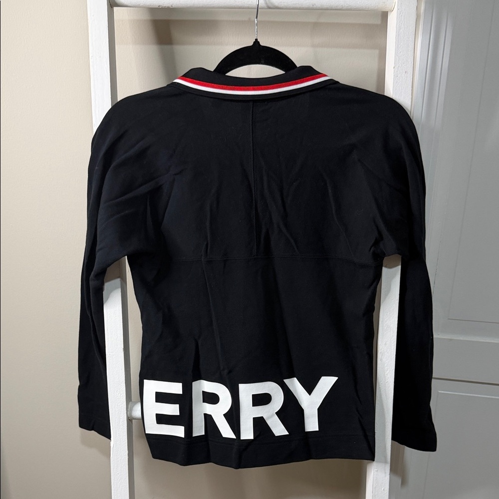 Burberry Kids Black Polo with Red and White Accents - Picture 5 of 7